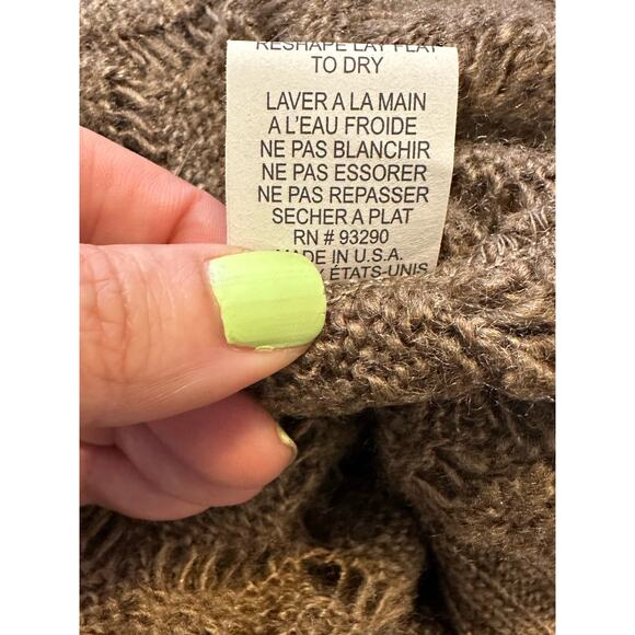 Cotton Emporium brown long sleeves open knit cardigan size Large - Picture 5 of 9